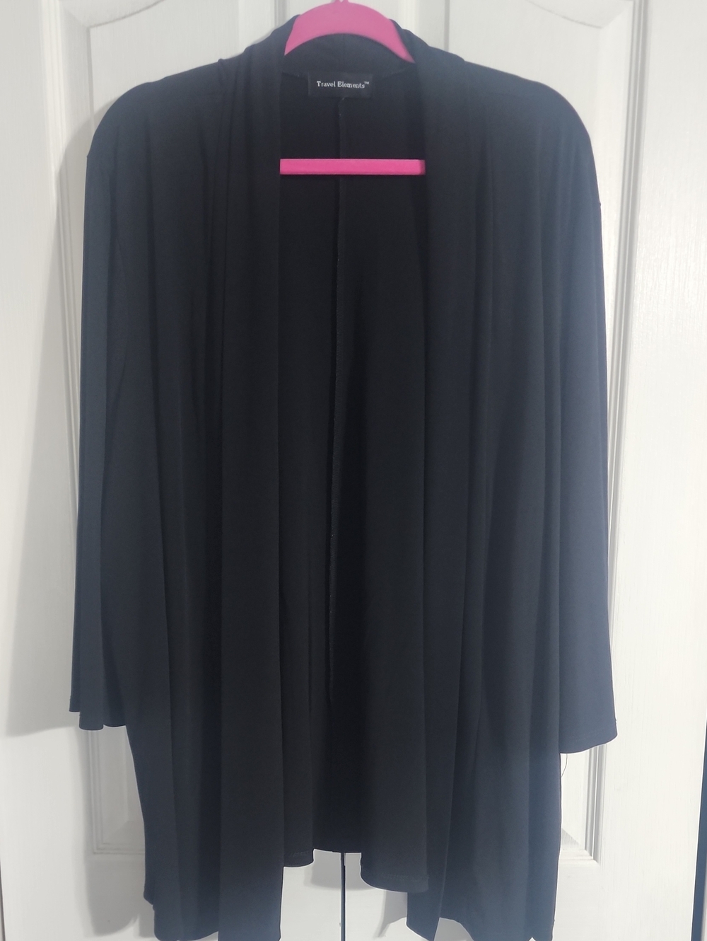 Travel Elements Black Open-Front Drape Cardigan